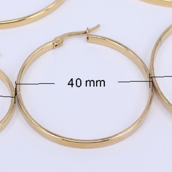 NEW 18K Yellow Gold 1.5'' Round Hoop Earrings X - Picture 4 of 4